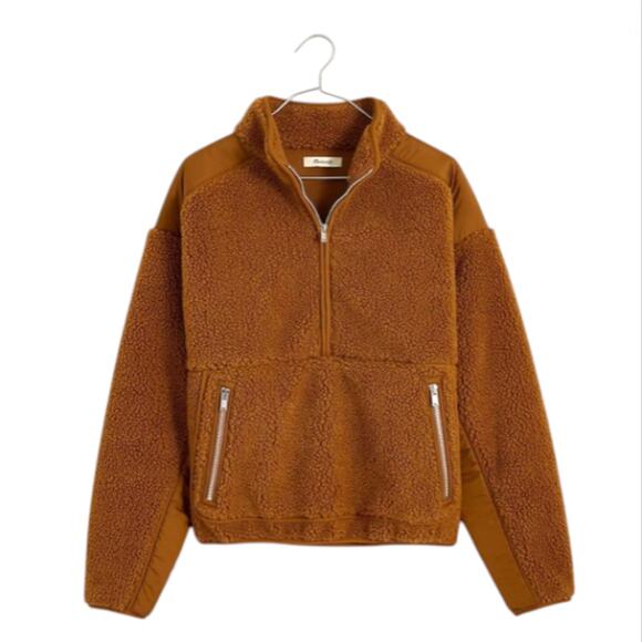 Brown Faux Shearling Pullover - MADEWELL - S - Picture 1 of 9